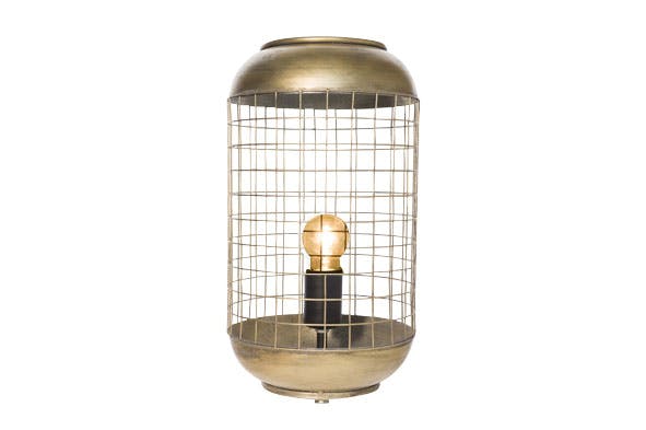 LAMP BRASS - GEELKOPER ROND METAAL 21X21 XH94